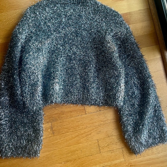 Zara silver fluffy foil fuzzy sweater. - Picture 7 of 7